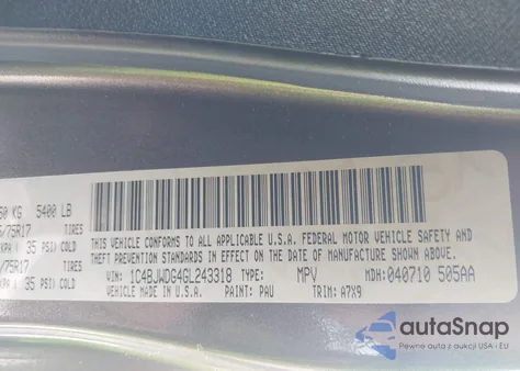 2016 Jeep Wrangler Unlimited Sport z USA, uszkodzony, nr VIN 1C4BJWDG4GL243318